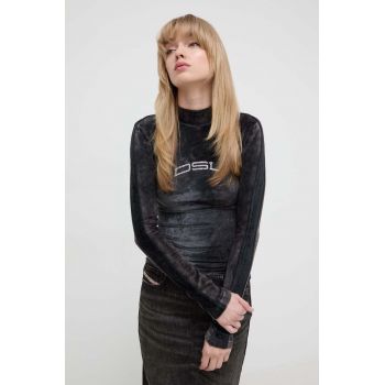 Diesel longsleeve de catifea culoarea negru, cu turtleneck A12140.0KKAL