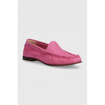 Gant mocasini din piele intoarsa Kellie femei, culoarea roz, cu toc plat, 28573566.G597