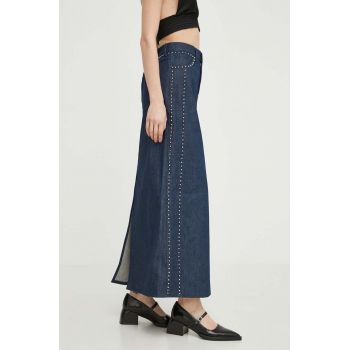 Gestuz fustă din denim culoarea bleumarin, maxi, drept 10909033