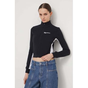 Karl Lagerfeld Jeans bluza femei, culoarea negru, cu imprimeu