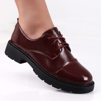 Pantofi dama casual Bordo din Piele Ecologica Lacuita Avama