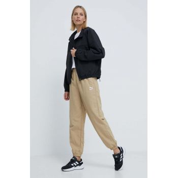 Puma pantaloni de trening culoarea bej, uni 624245