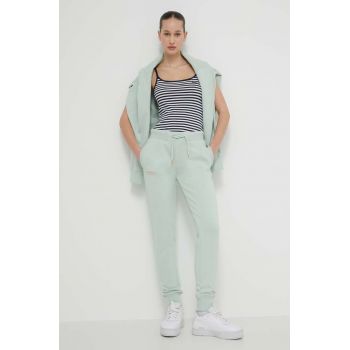 Superdry pantaloni de trening din bumbac culoarea verde, cu imprimeu