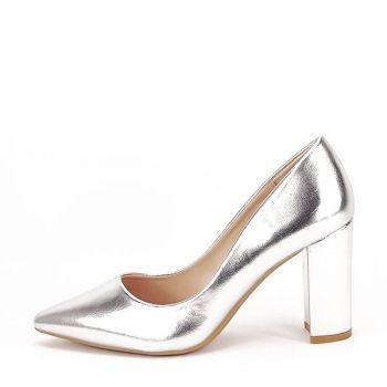 Pantofi argintii office eleganti Anca 01 ieftini