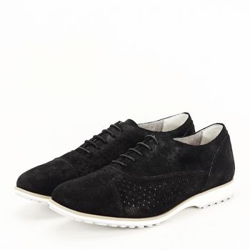 Pantofi oxford din piele naturala negru Magda 01