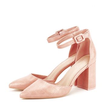 Pantofi roz somon cu imprimeu Larra 02 la reducere
