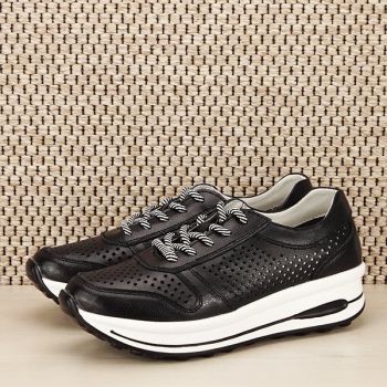 Sneakers piele naturala negru, perforat, Corina M4 de firma originali
