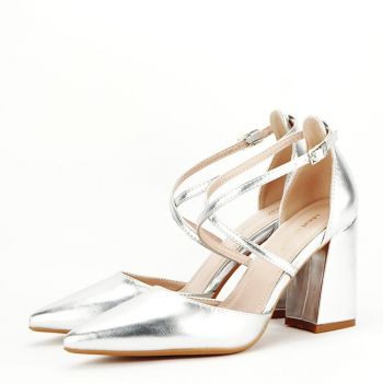 Pantofi argintii eleganti 8710 04 ieftine