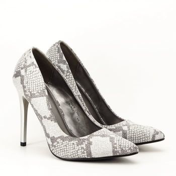 Pantofi dama cu print reptila B-198-2 02 Argintii ieftini