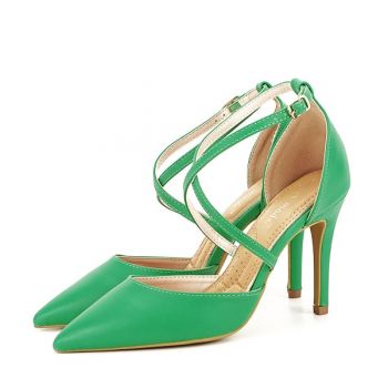 Pantofi verde crud cu toc cui Zoe 04
