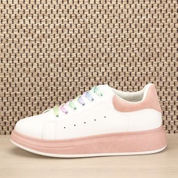 Sneakers alb cu roz Britney M3 la reducere