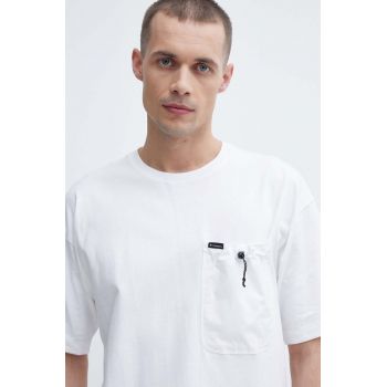Columbia tricou din bumbac Landroamer barbati, culoarea alb, neted, 2076021 ieftin