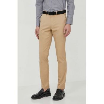 Michael Kors pantaloni barbati, culoarea bej, mulata