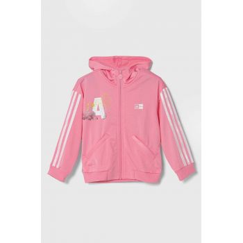 adidas bluza copii x Disney culoarea roz, cu glugă, cu imprimeu