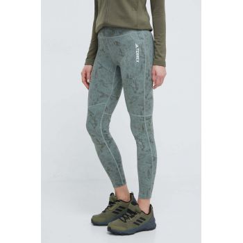 adidas TERREX colanți sport TERREX femei, culoarea verde, cu model IP6875