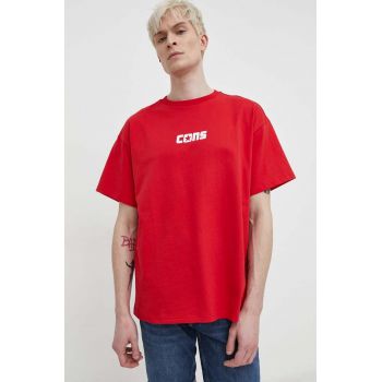 Converse tricou din bumbac barbati, culoarea rosu, cu imprimeu