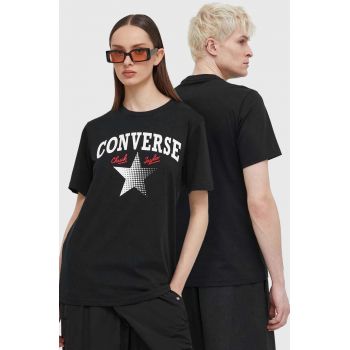 Converse tricou din bumbac culoarea negru, cu imprimeu