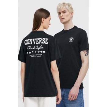 Converse tricou din bumbac culoarea negru, cu imprimeu