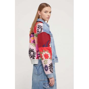 Desigual geaca jeans femei, de tranzitie, oversize