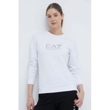 EA7 Emporio Armani longsleeve femei, culoarea alb