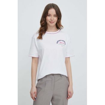 Emporio Armani tricou din bumbac femei, culoarea alb