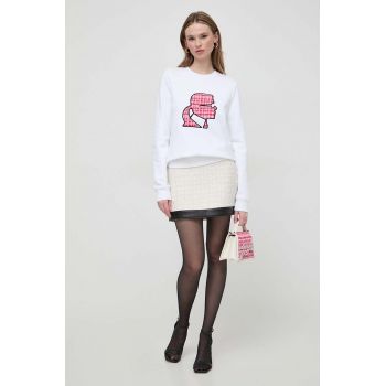 Karl Lagerfeld bluza femei, culoarea alb, cu imprimeu