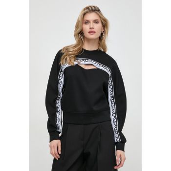 Karl Lagerfeld bluza femei, culoarea negru, cu imprimeu