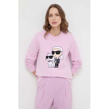 Karl Lagerfeld bluza femei, culoarea roz, cu imprimeu