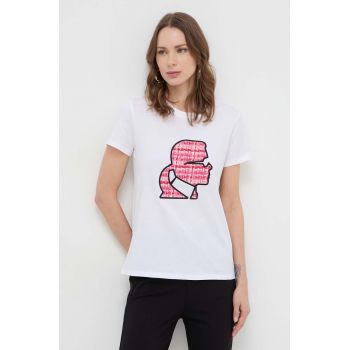 Karl Lagerfeld tricou din bumbac femei, culoarea alb