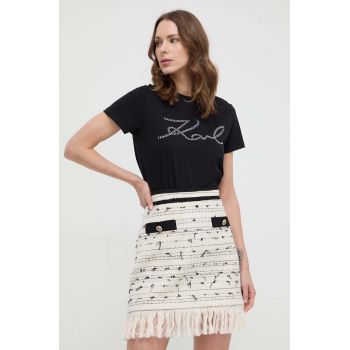 Karl Lagerfeld tricou din bumbac femei, culoarea negru