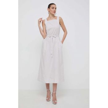 Max Mara Leisure rochie din bumbac culoarea bej, midi, evazați 2416220000000