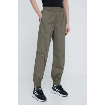 P.E Nation pantaloni de trening culoarea verde, neted