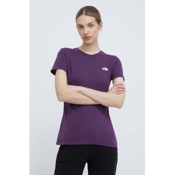 The North Face tricou femei, culoarea violet, NF0A87NHV6V1 ieftin