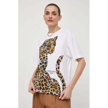 Weekend Max Mara tricou din bumbac femei, culoarea alb 2415970000000