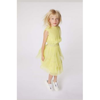 Karl Lagerfeld rochie fete culoarea galben, mini, evazati