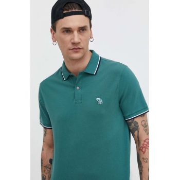Abercrombie & Fitch tricou polo barbati, culoarea verde, cu imprimeu ieftin