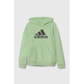 adidas bluza copii culoarea verde, cu glugă, cu imprimeu