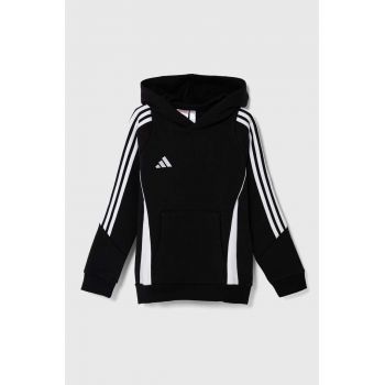 adidas Performance bluza copii TIRO24 SWHOODY culoarea negru, cu glugă, cu imprimeu