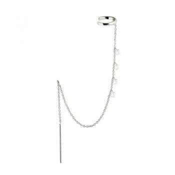 Cercel ear cuff argint 925, JW1006, model cu lant, placat cu rodiu de firma original