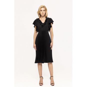 Rochie midi cu parte inferioara cu pliuri