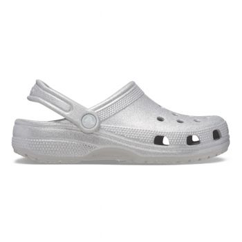 Saboți Crocs Classic Glitter Clog Gri - Silver Glitter