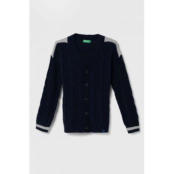 United Colors of Benetton cardigan copii culoarea albastru marin, light