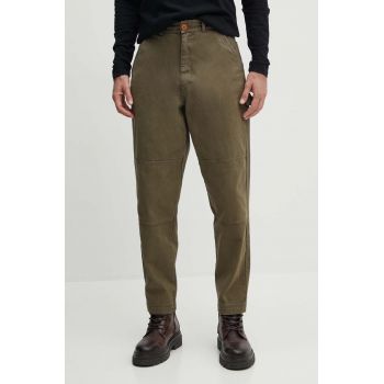 Barbour pantaloni de bumbac culoarea verde, cu fason chinos