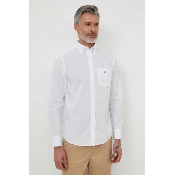 Gant camasa din bumbac barbati, culoarea alb, cu guler button-down, regular