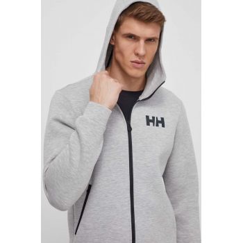 Helly Hansen hanorac Hydropower Ocean 2.0 culoarea gri, cu glugă, neted, 34264.