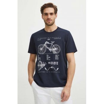 Medicine tricou din bumbac barbati, culoarea albastru marin, cu imprimeu