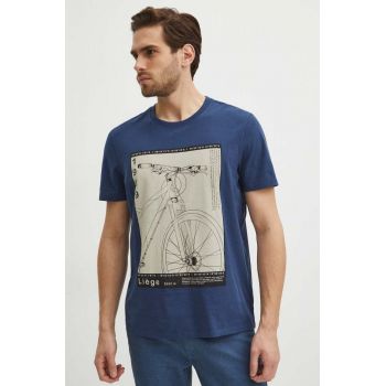 Medicine tricou din bumbac barbati, culoarea albastru marin, cu imprimeu