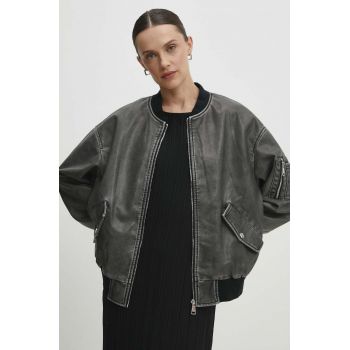 Answear Lab geaca bomber femei, culoarea gri, de tranzitie