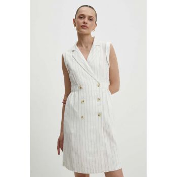 Answear Lab rochie din in culoarea alb, mini, evazati