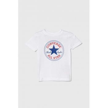 Converse tricou de bumbac pentru copii culoarea alb, cu imprimeu